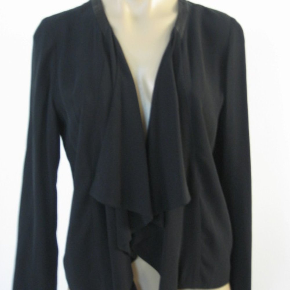 EILEEN FISHER Black Silk Georgette Crepe Jacket